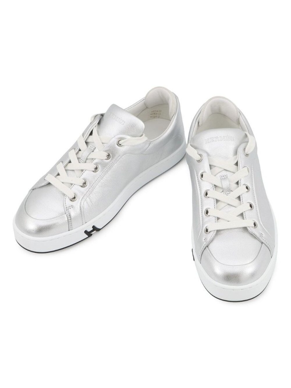 Hermes Sneakers Kid Chevre Metalize Shoes 37.5